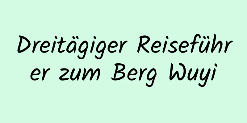 Dreitägiger Reiseführer zum Berg Wuyi