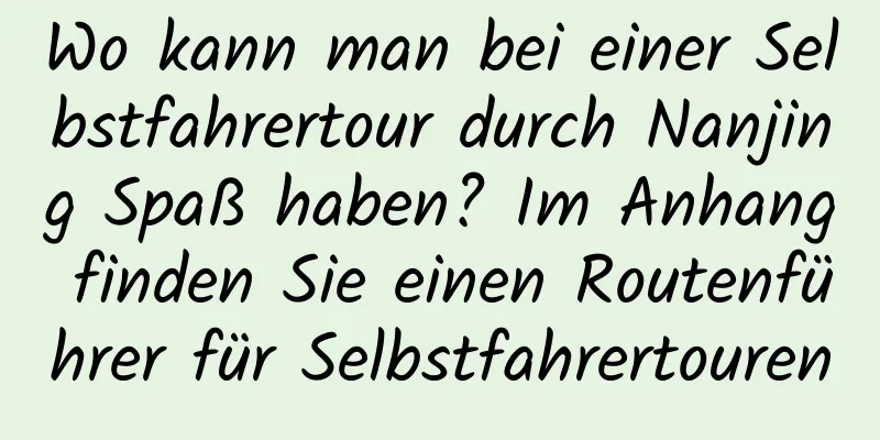 Wo kann man bei einer Selbstfahrertour durch Nanjing Spaß haben? Im Anhang finden Sie einen Routenführer für Selbstfahrertouren