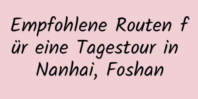 Empfohlene Routen für eine Tagestour in Nanhai, Foshan