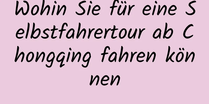 Wohin Sie für eine Selbstfahrertour ab Chongqing fahren können