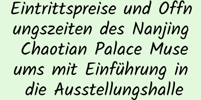 Eintrittspreise und Öffnungszeiten des Nanjing Chaotian Palace Museums mit Einführung in die Ausstellungshalle