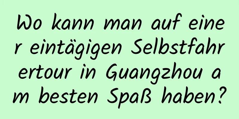 Wo kann man auf einer eintägigen Selbstfahrertour in Guangzhou am besten Spaß haben?