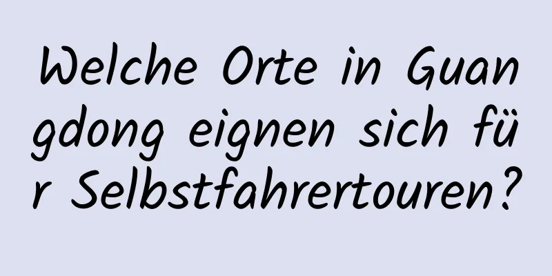 Welche Orte in Guangdong eignen sich für Selbstfahrertouren?