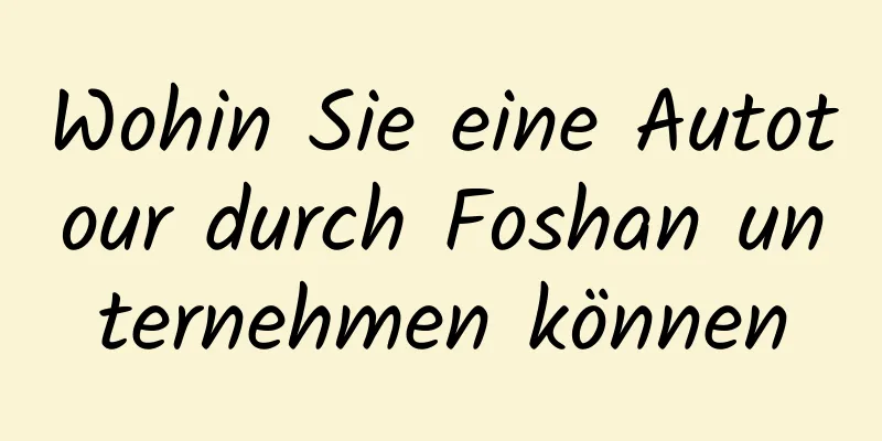 Wohin Sie eine Autotour durch Foshan unternehmen können