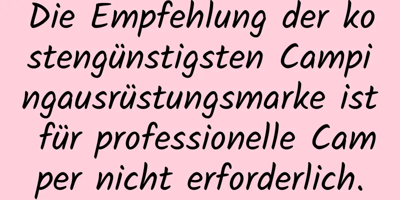 Die Empfehlung der kostengünstigsten Campingausrüstungsmarke ist für professionelle Camper nicht erforderlich.