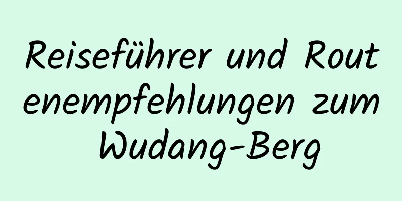 Reiseführer und Routenempfehlungen zum Wudang-Berg