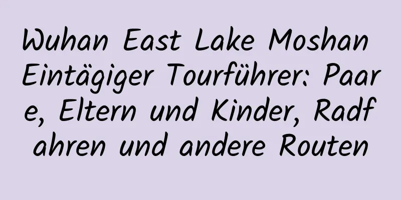 Wuhan East Lake Moshan Eintägiger Tourführer: Paare, Eltern und Kinder, Radfahren und andere Routen