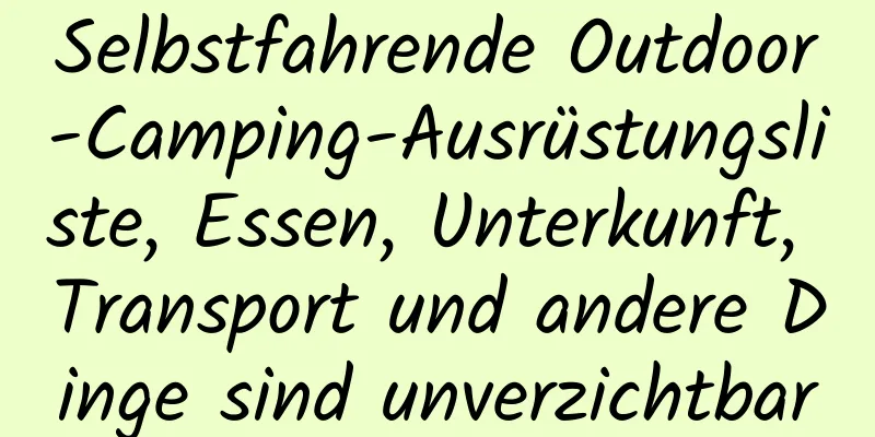 Selbstfahrende Outdoor-Camping-Ausrüstungsliste, Essen, Unterkunft, Transport und andere Dinge sind unverzichtbar