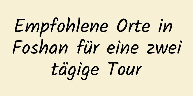 Empfohlene Orte in Foshan für eine zweitägige Tour