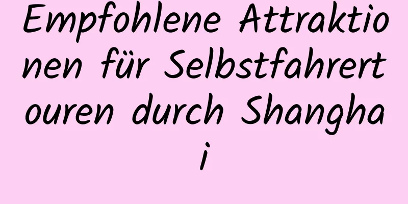 Empfohlene Attraktionen für Selbstfahrertouren durch Shanghai