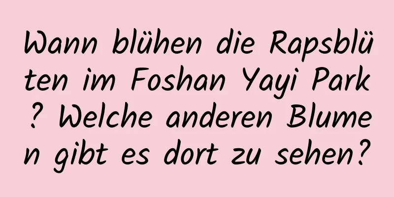 Wann blühen die Rapsblüten im Foshan Yayi Park? Welche anderen Blumen gibt es dort zu sehen?