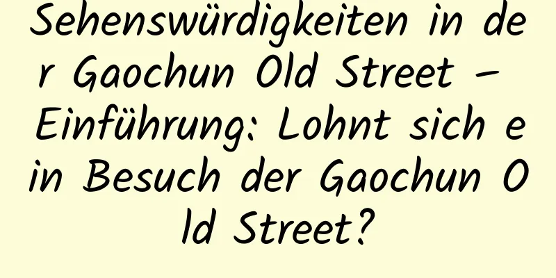 Sehenswürdigkeiten in der Gaochun Old Street – Einführung: Lohnt sich ein Besuch der Gaochun Old Street?