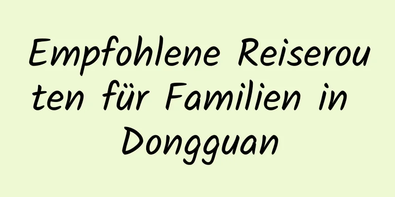 Empfohlene Reiserouten für Familien in Dongguan