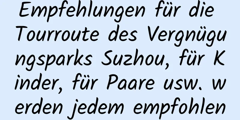 Empfehlungen für die Tourroute des Vergnügungsparks Suzhou, für Kinder, für Paare usw. werden jedem empfohlen