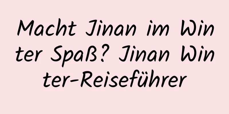 Macht Jinan im Winter Spaß? Jinan Winter-Reiseführer