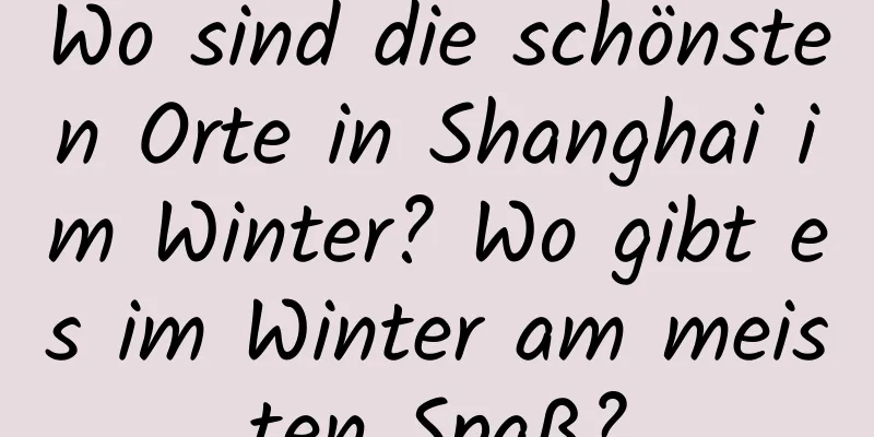 Wo sind die schönsten Orte in Shanghai im Winter? Wo gibt es im Winter am meisten Spaß?