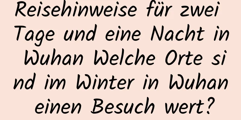 Reisehinweise für zwei Tage und eine Nacht in Wuhan Welche Orte sind im Winter in Wuhan einen Besuch wert?
