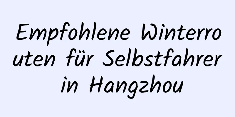 Empfohlene Winterrouten für Selbstfahrer in Hangzhou