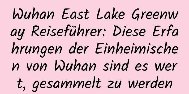 Wuhan East Lake Greenway Reiseführer: Diese Erfahrungen der Einheimischen von Wuhan sind es wert, gesammelt zu werden