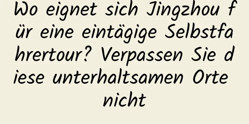 Wo eignet sich Jingzhou für eine eintägige Selbstfahrertour? Verpassen Sie diese unterhaltsamen Orte nicht