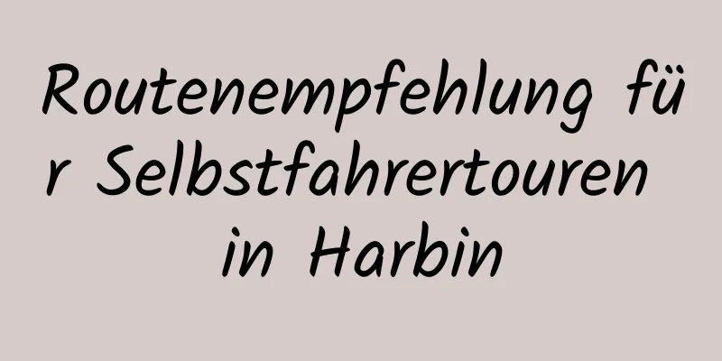 Routenempfehlung für Selbstfahrertouren in Harbin