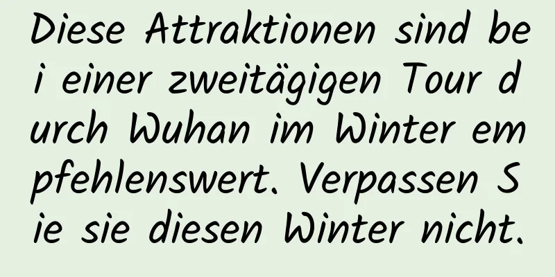 Diese Attraktionen sind bei einer zweitägigen Tour durch Wuhan im Winter empfehlenswert. Verpassen Sie sie diesen Winter nicht.