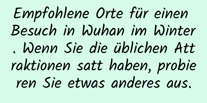 Empfohlene Orte für einen Besuch in Wuhan im Winter. Wenn Sie die üblichen Attraktionen satt haben, probieren Sie etwas anderes aus.
