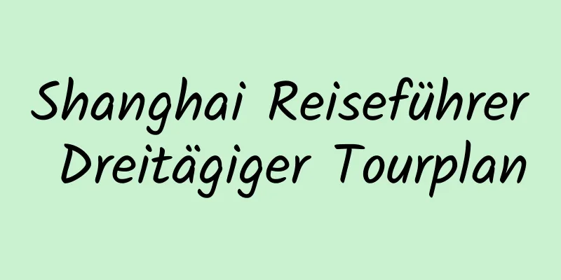 Shanghai Reiseführer Dreitägiger Tourplan