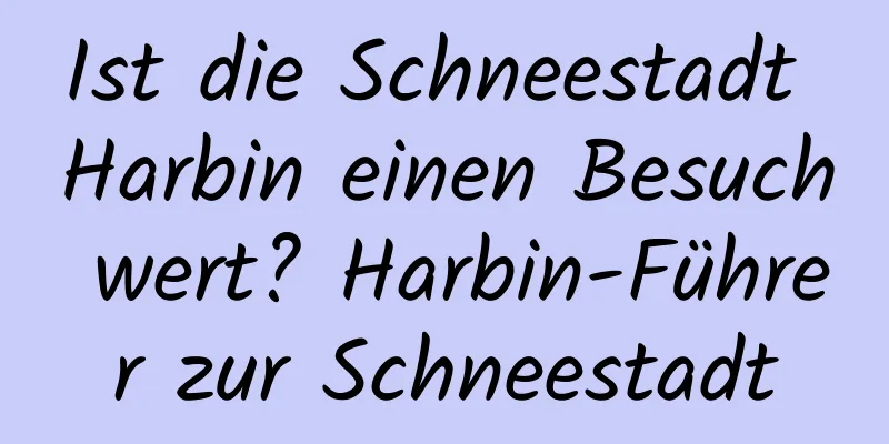 Ist die Schneestadt Harbin einen Besuch wert? Harbin-Führer zur Schneestadt