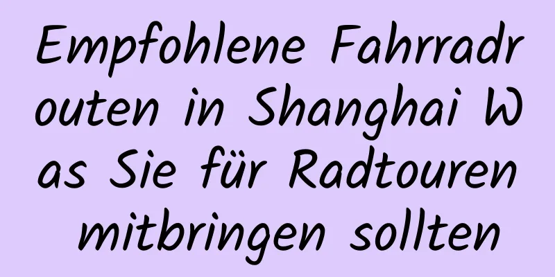 Empfohlene Fahrradrouten in Shanghai Was Sie für Radtouren mitbringen sollten