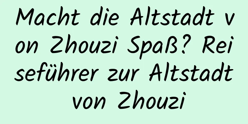 Macht die Altstadt von Zhouzi Spaß? Reiseführer zur Altstadt von Zhouzi