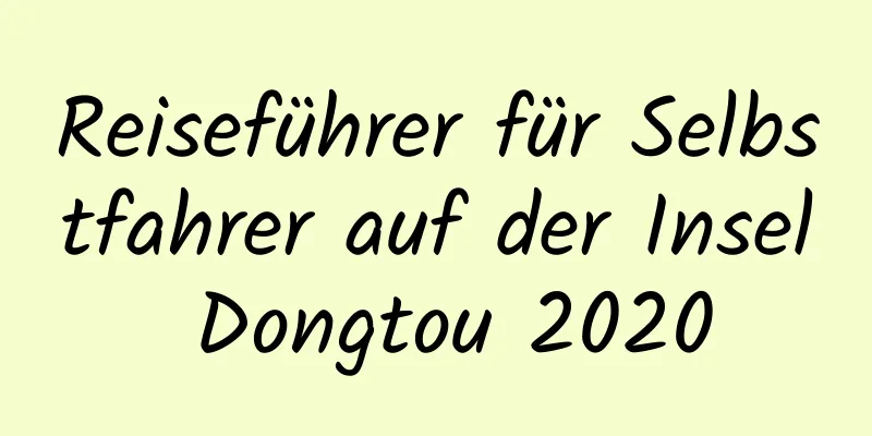 Reiseführer für Selbstfahrer auf der Insel Dongtou 2020