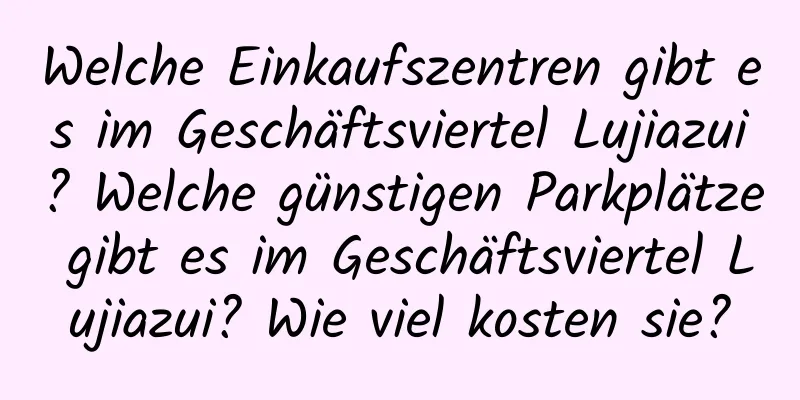 Welche Einkaufszentren gibt es im Geschäftsviertel Lujiazui? Welche günstigen Parkplätze gibt es im Geschäftsviertel Lujiazui? Wie viel kosten sie?