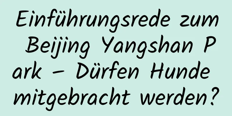 Einführungsrede zum Beijing Yangshan Park – Dürfen Hunde mitgebracht werden?