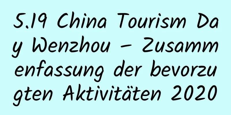 5.19 China Tourism Day Wenzhou – Zusammenfassung der bevorzugten Aktivitäten 2020