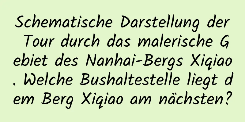 Schematische Darstellung der Tour durch das malerische Gebiet des Nanhai-Bergs Xiqiao. Welche Bushaltestelle liegt dem Berg Xiqiao am nächsten?