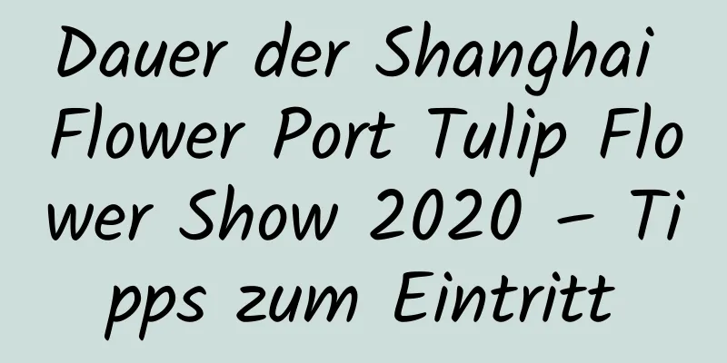 Dauer der Shanghai Flower Port Tulip Flower Show 2020 – Tipps zum Eintritt