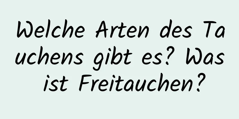 Welche Arten des Tauchens gibt es? Was ist Freitauchen?