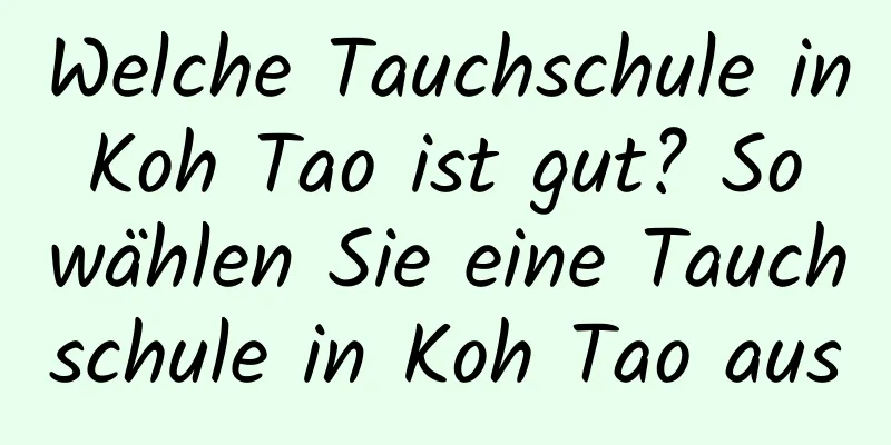 Welche Tauchschule in Koh Tao ist gut? So wählen Sie eine Tauchschule in Koh Tao aus