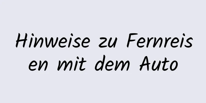 Hinweise zu Fernreisen mit dem Auto