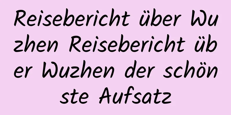 Reisebericht über Wuzhen Reisebericht über Wuzhen der schönste Aufsatz