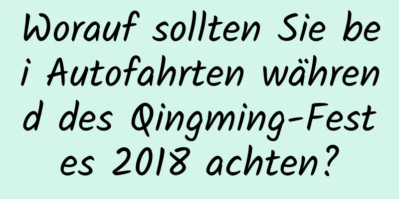 Worauf sollten Sie bei Autofahrten während des Qingming-Festes 2018 achten?