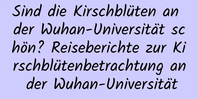 Sind die Kirschblüten an der Wuhan-Universität schön? Reiseberichte zur Kirschblütenbetrachtung an der Wuhan-Universität