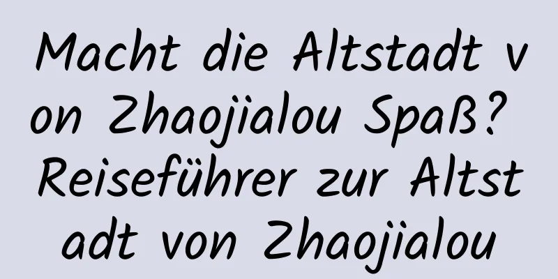 Macht die Altstadt von Zhaojialou Spaß? Reiseführer zur Altstadt von Zhaojialou