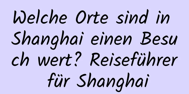 Welche Orte sind in Shanghai einen Besuch wert? Reiseführer für Shanghai