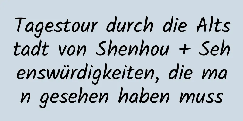 Tagestour durch die Altstadt von Shenhou + Sehenswürdigkeiten, die man gesehen haben muss