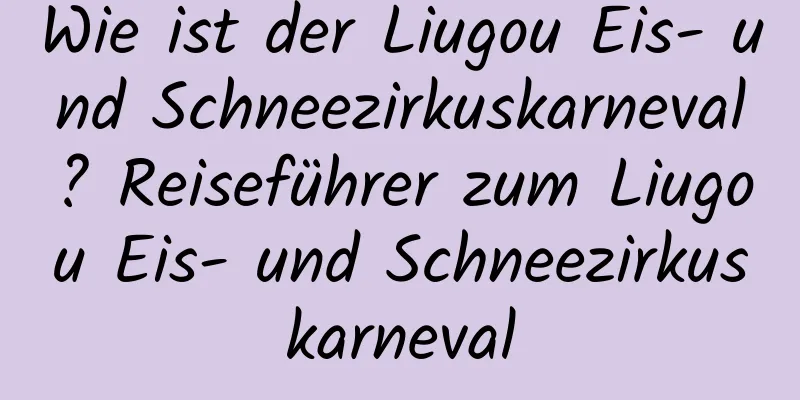 Wie ist der Liugou Eis- und Schneezirkuskarneval? Reiseführer zum Liugou Eis- und Schneezirkuskarneval