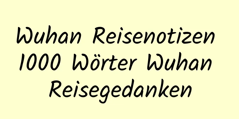 Wuhan Reisenotizen 1000 Wörter Wuhan Reisegedanken