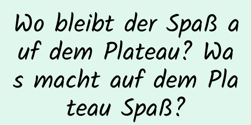 Wo bleibt der Spaß auf dem Plateau? Was macht auf dem Plateau Spaß?