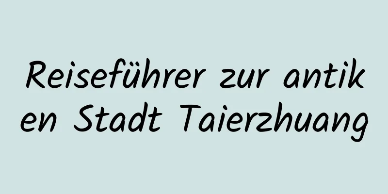 Reiseführer zur antiken Stadt Taierzhuang